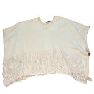 Charlie Paige Blended Knit Poncho Sweater-Cream/Gold0-OS-GUC